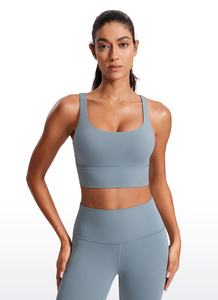 CRZ YOGA Womens Strappy Longline Nakedfeel Training Sports Bra Mint Moment