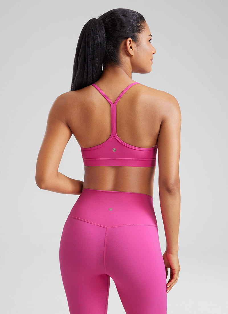 CRZ YOGA Women's Yoga Light Support Butterluxe Sports Bra Y back Hibiscus Purple