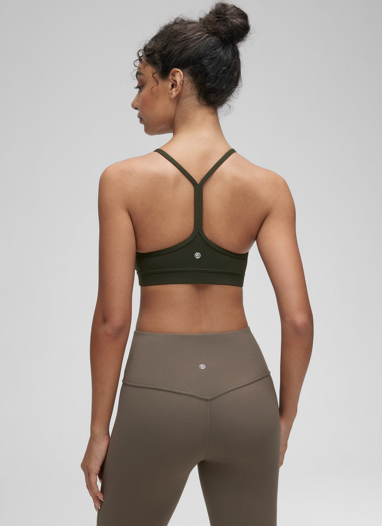 CRZ YOGA Women's Yoga Light Support Butterluxe Sports Bra Y back Olive Green