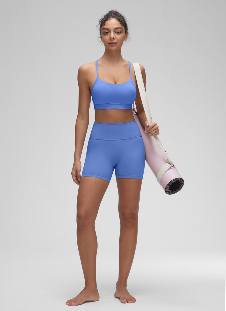 CRZ YOGA Women's Yoga Light Support Butterluxe Sports Bra Y back Wild Indigo