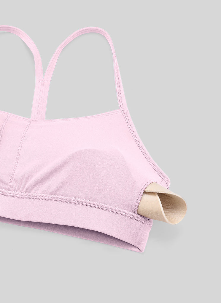 CRZ YOGA Women's Yoga Light Support Butterluxe Sports Bra Y back Pink Peony