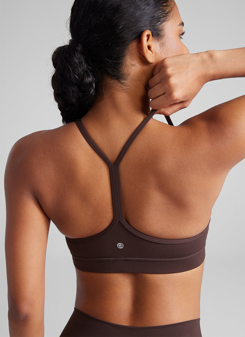 CRZ YOGA Women's Yoga Light Support Butterluxe Sports Bra Y back Hot Fudge Brown