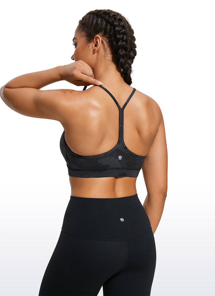 CRZ YOGA Women's Yoga Light Support Butterluxe Sports Bra Y back Dark Grey Camouflage 2