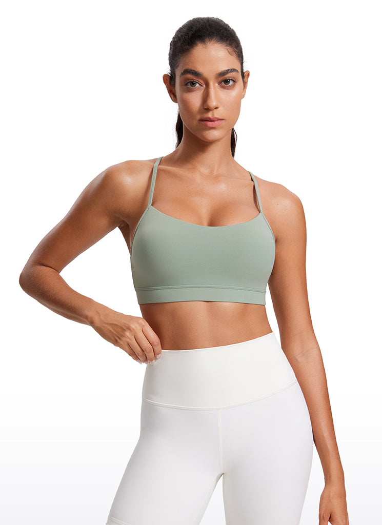 CRZ YOGA Women's Yoga Light Support Butterluxe Sports Bra Y back Green Palm Court