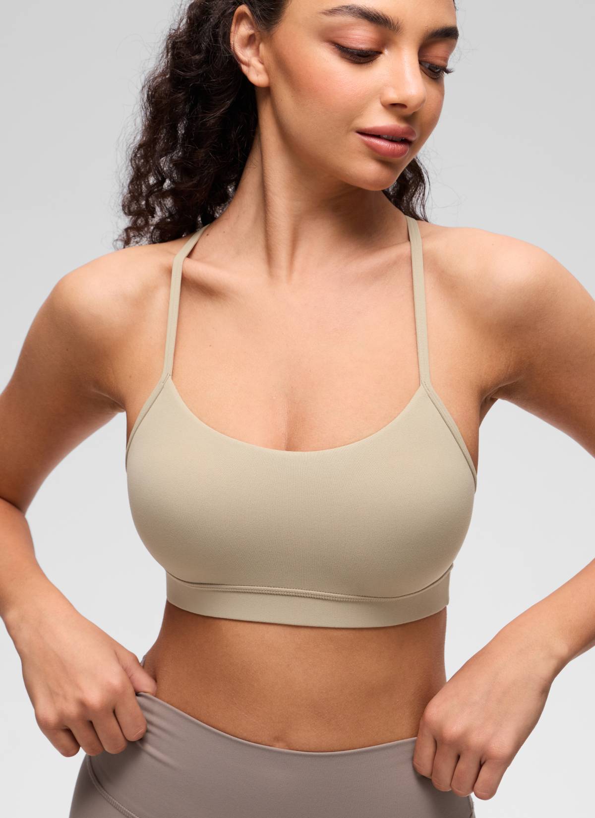 CRZ YOGA Women's Yoga Light Support Butterluxe Sports Bra Y back Oak