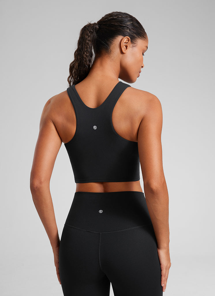 CRZ YOGA  Women's Yoga Low Support Butterluxe Tank High Neck Racerback Olive Green