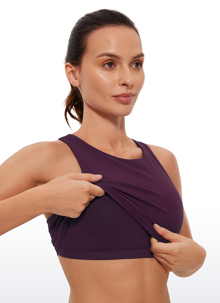 CRZ YOGA  Women's Yoga Low Support Butterluxe Tank High Neck Racerback Grey Sage