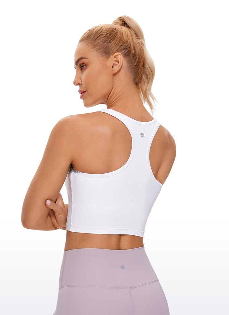 CRZ YOGA Women's Yoga Low support Butterluxe Scoop Neck Bra Y-Back White