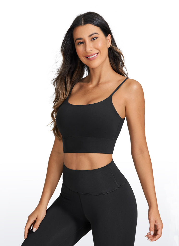 CRZ YOGA Women's Yoga Light Support Longline Bra Adjustable Straps True Navy