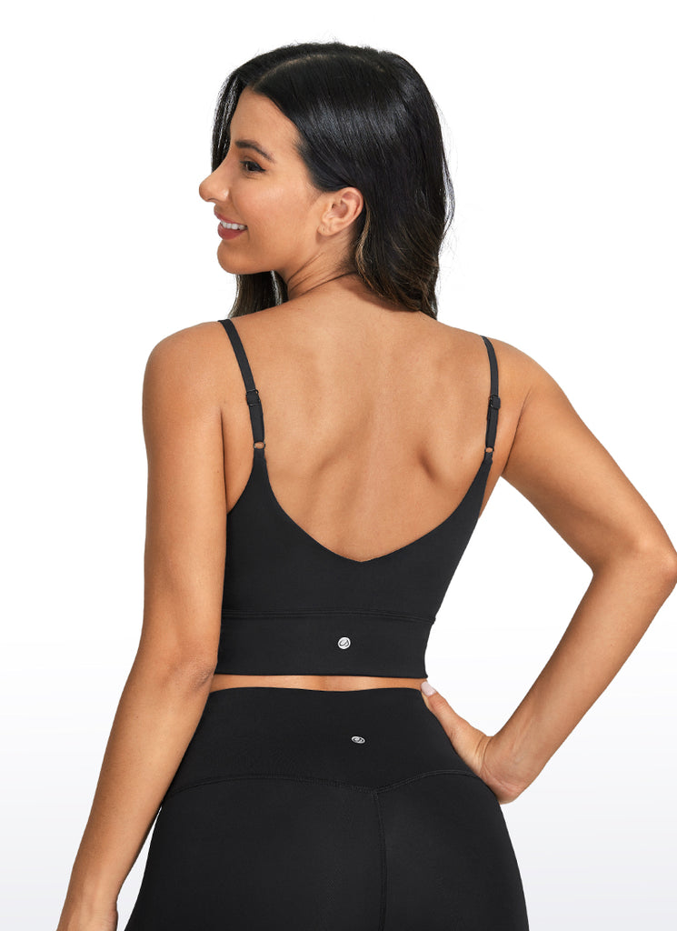 CRZ YOGA Women's Yoga Light Support Longline Bra Adjustable Straps True Navy