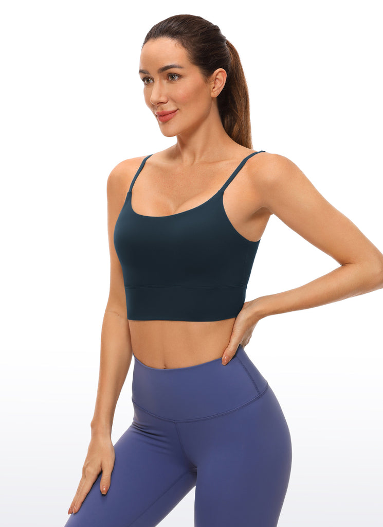 CRZ YOGA Women's Yoga Light Support Longline Bra Adjustable Straps True Navy