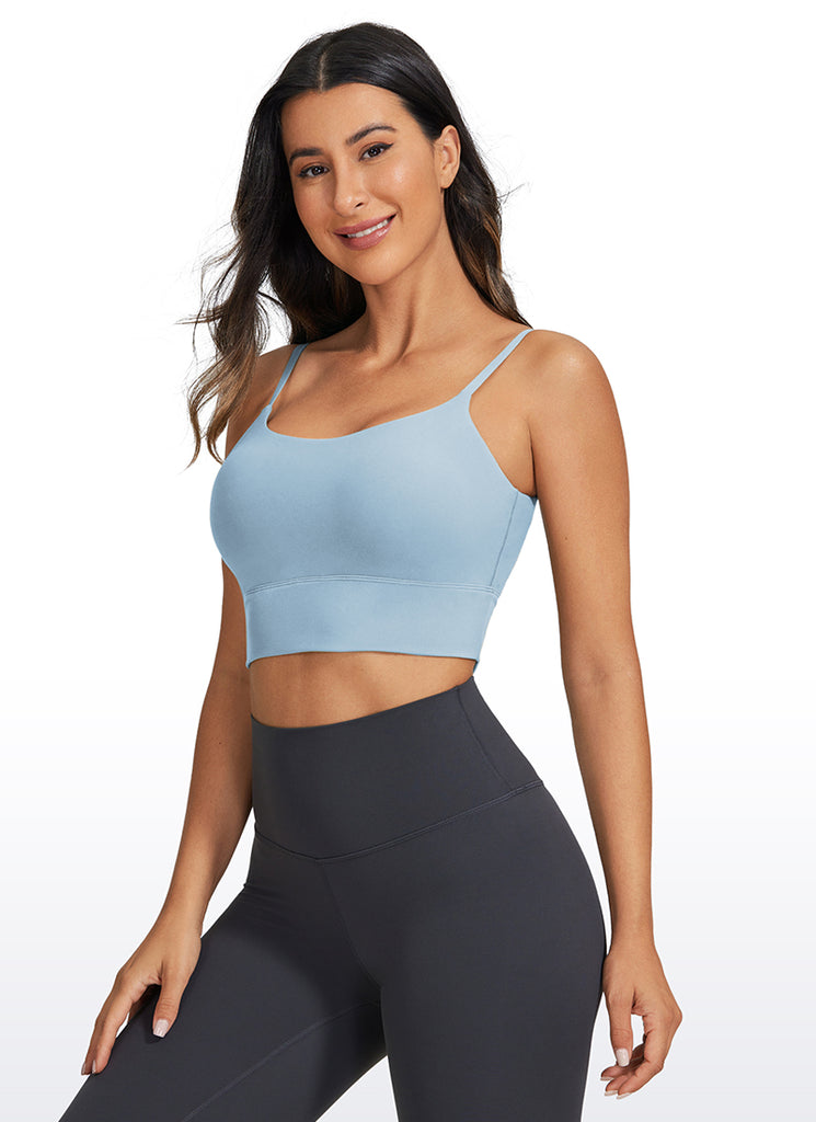 CRZ YOGA Women's Yoga Light Support Longline Bra Adjustable Straps White