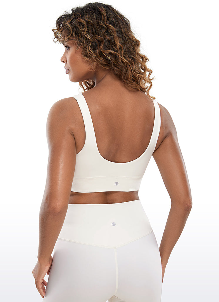 CRZ YOGA Women's Yoga Low Support Butterluxe Sport Bra U Back Longline White Apricot