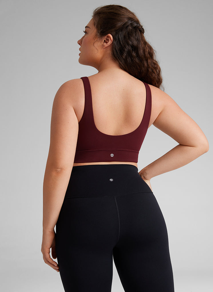 CRZ YOGA Women's Yoga Low Support Butterluxe Sport Bra U Back Longline Red Merlot