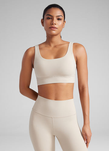 CRZ YOGA Women's Yoga Low Support Butterluxe Sport Bra U Back Longline Mojave Tan