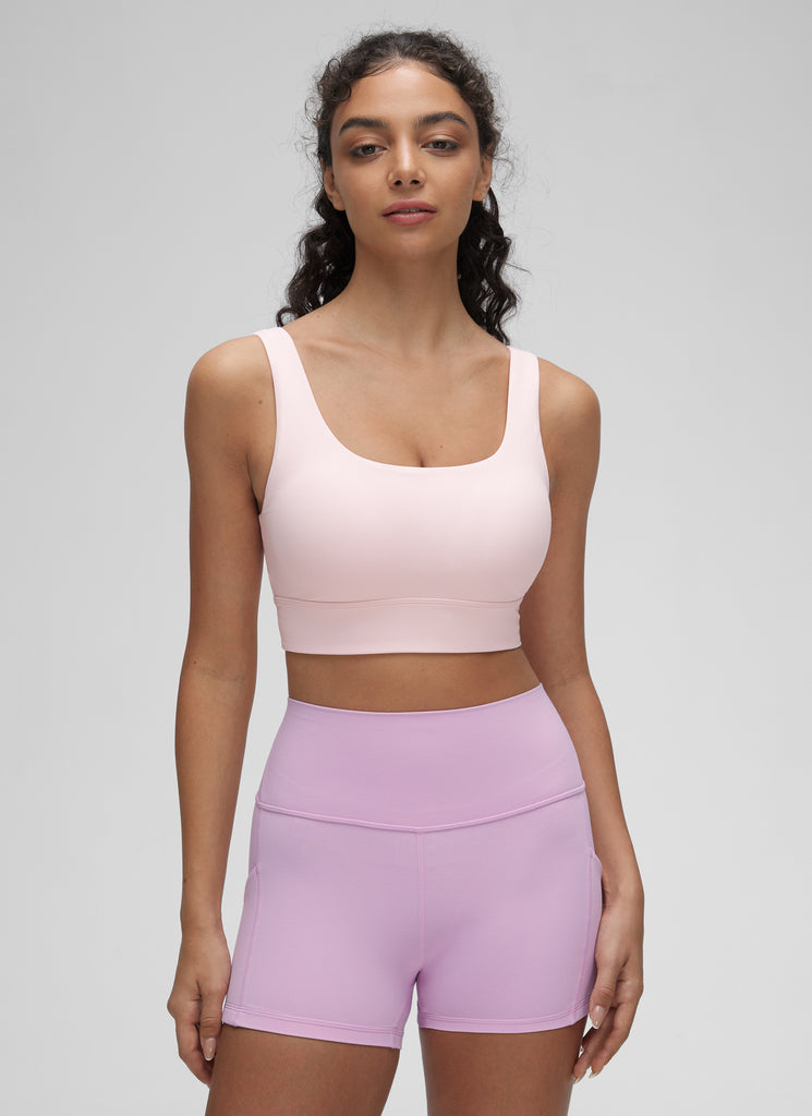 CRZ YOGA Women's Yoga Low Support Butterluxe Sport Bra U Back Longline Grey Tie Dye Flowers