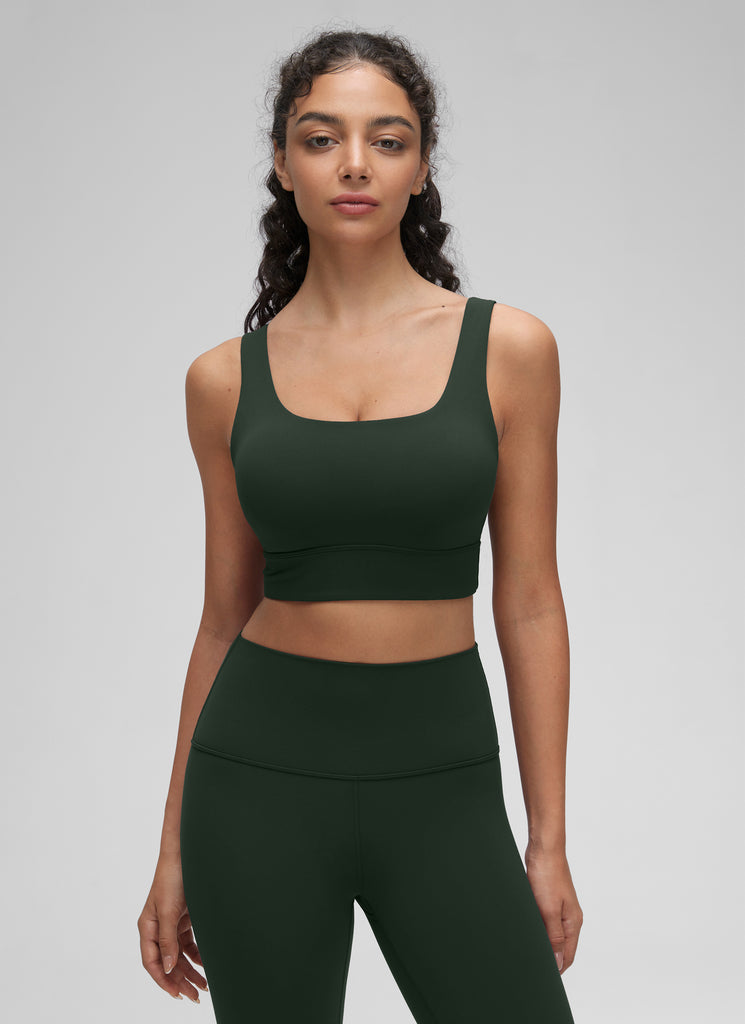 CRZ YOGA Women's Yoga Low Support Butterluxe Sport Bra U Back Longline Deep Red