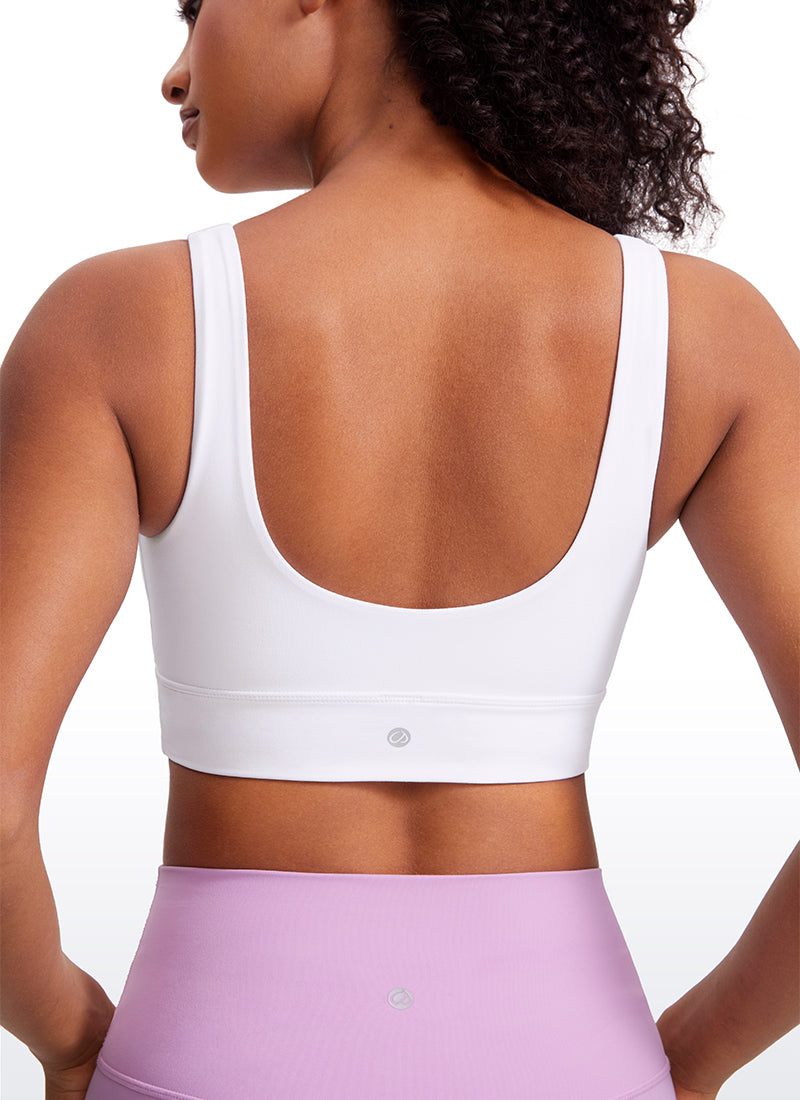 CRZ YOGA Women's Yoga Low Support Butterluxe Sport Bra U Back Longline White