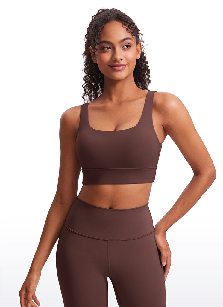 CRZ YOGA Women's Yoga Low Support Butterluxe Sport Bra U Back Longline Taupe
