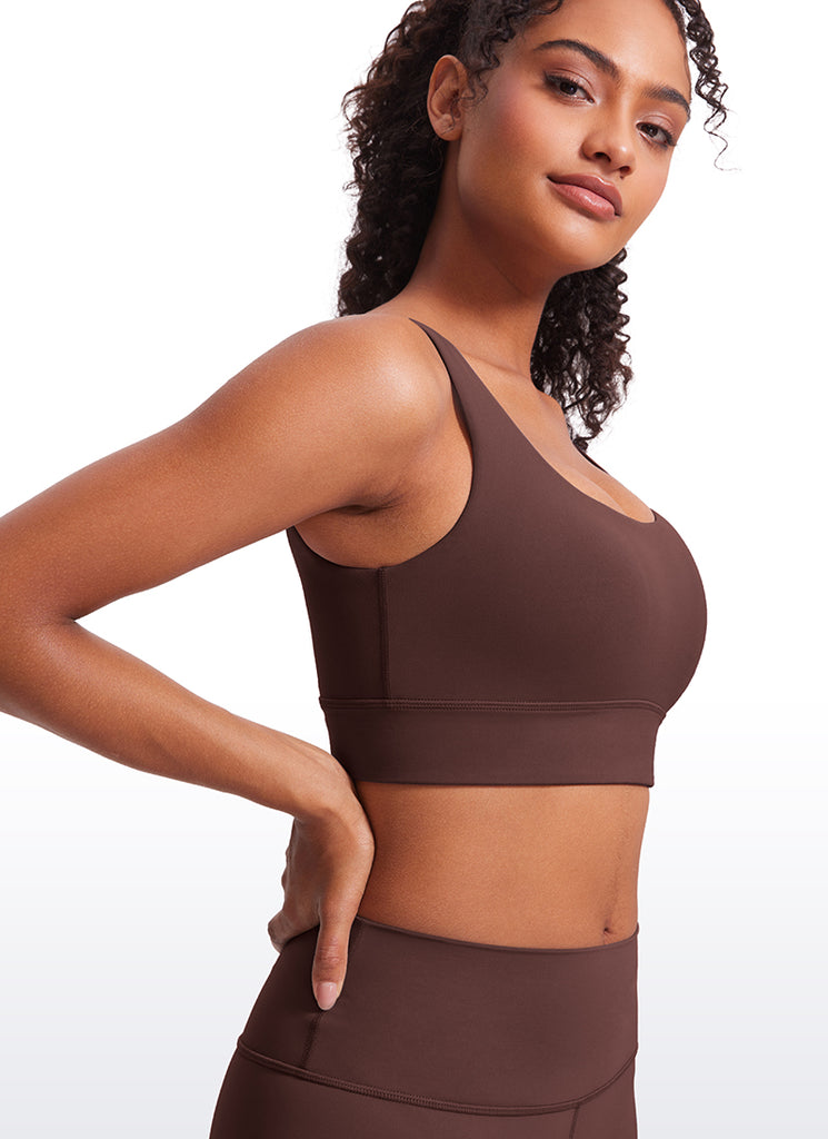 CRZ YOGA Women's Yoga Low Support Butterluxe Sport Bra U Back Longline Taupe