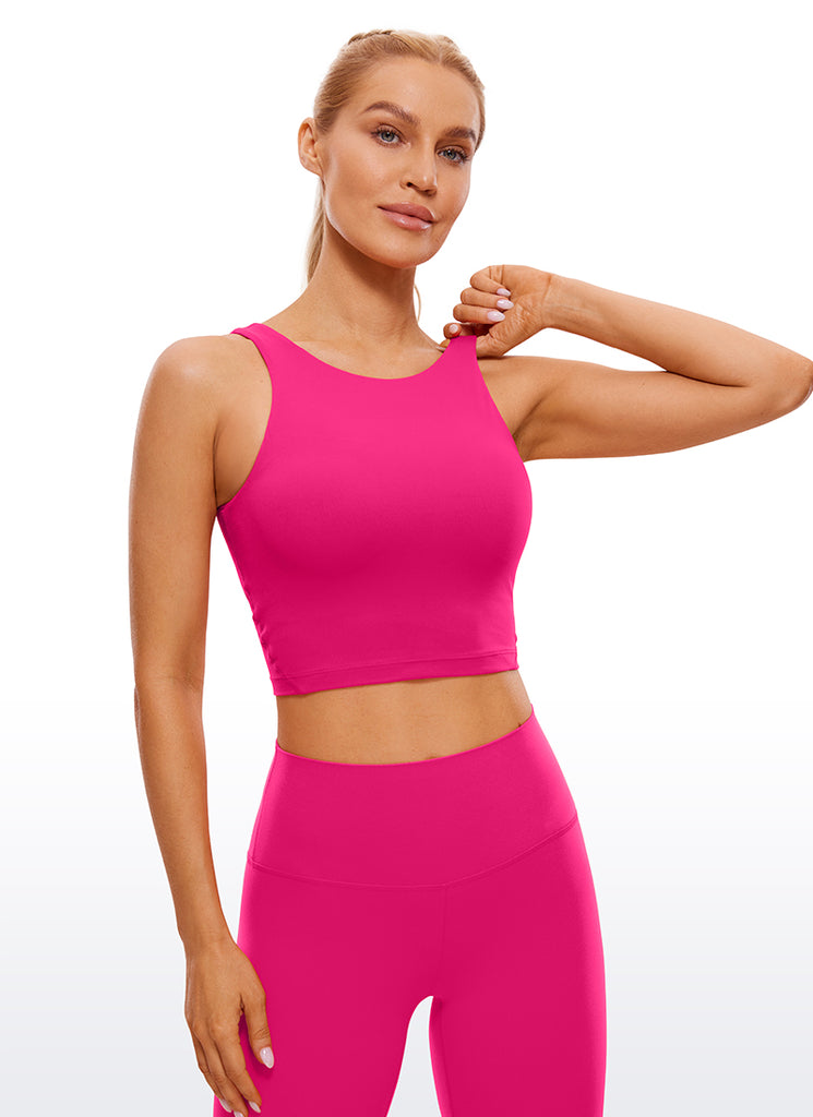 CRZ YOGA Women's Yoga Low Support Butterluxe High Neck Bra U Back Cambric Blue