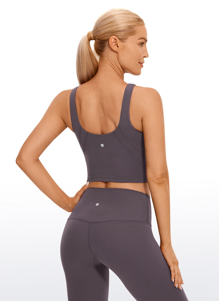 CRZ YOGA Women's Yoga Low Support Butterluxe High Neck Bra U Back Grey Sage