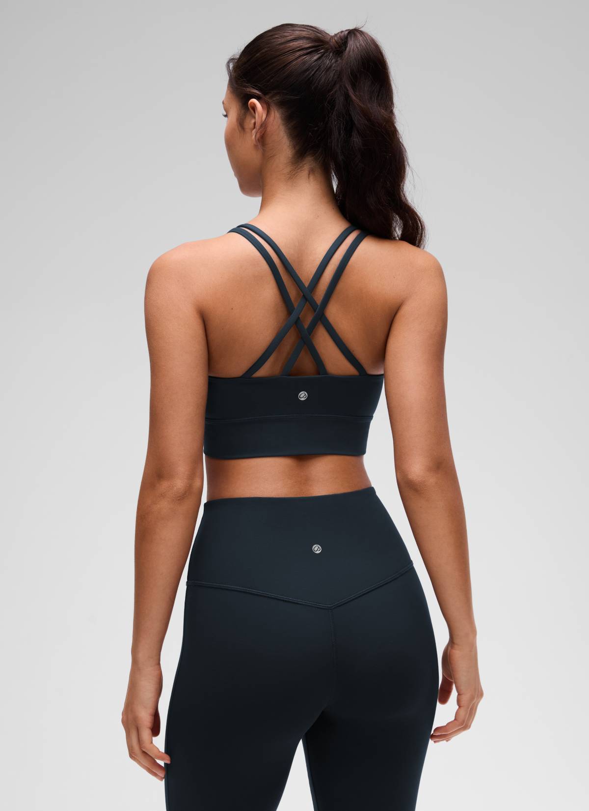 CRZ YOGA Womens Butterluxe Strappy Longline Criss Cross Molded Cup Bra True Navy @model_info:Maysa