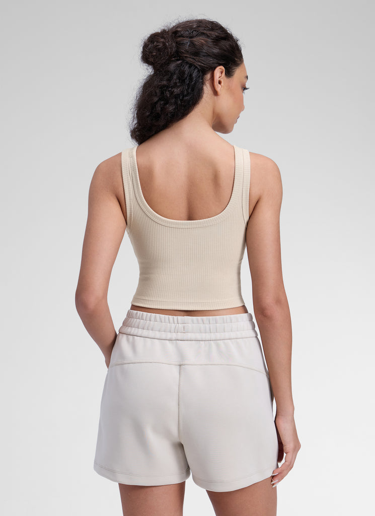 CRZ YOGA Women Longline U Neck Medium Impact Ribbed Sports Bras Cambric Blue