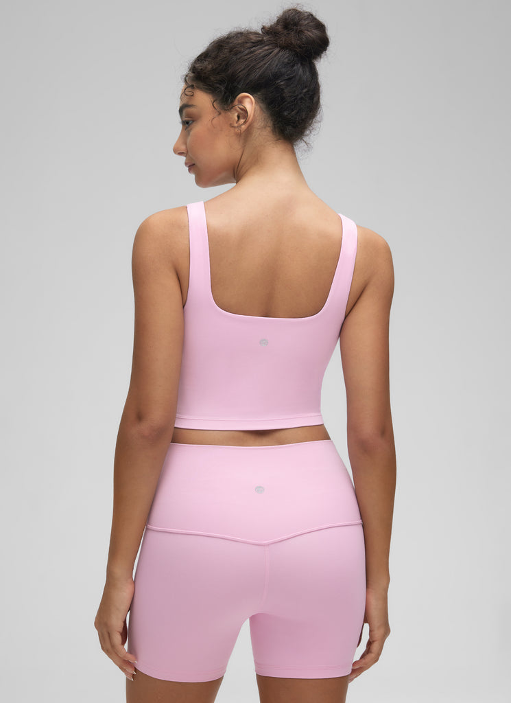 CRZ YOGA Women's Yoga Low Impact Butterluxe Longline Bra Square Neck Washed Mauve