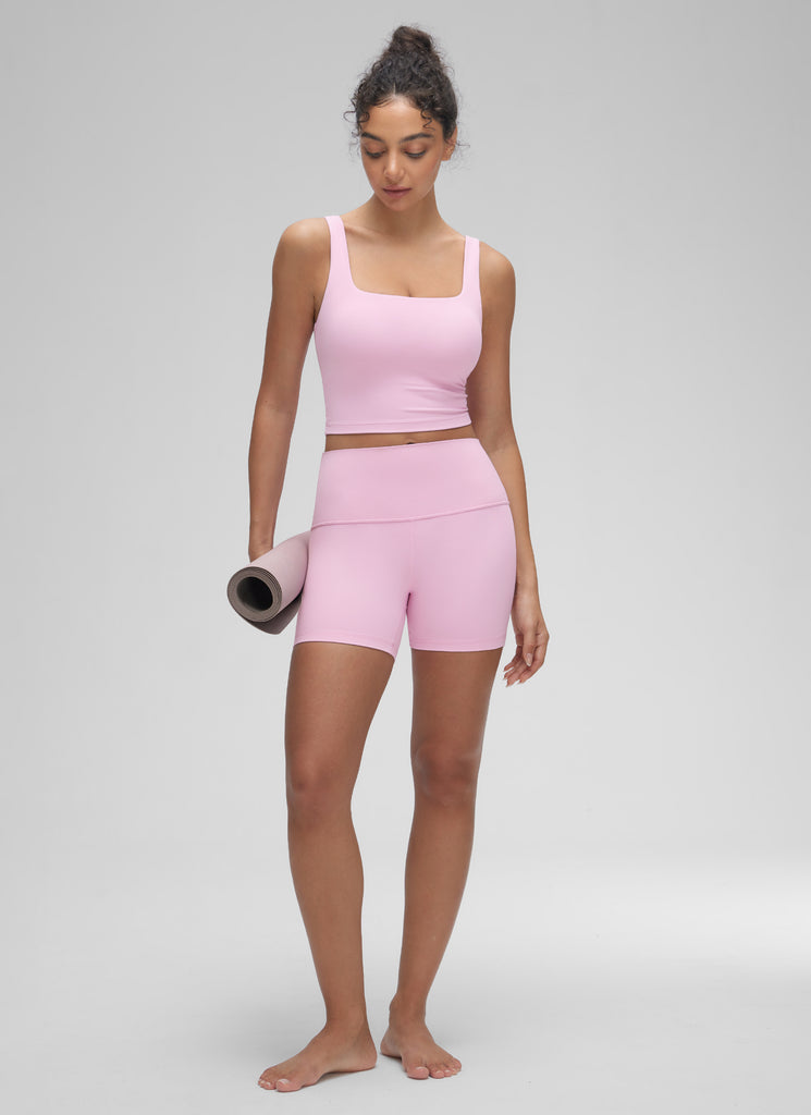 CRZ YOGA Women's Yoga Low Impact Butterluxe Longline Bra Square Neck Washed Mauve