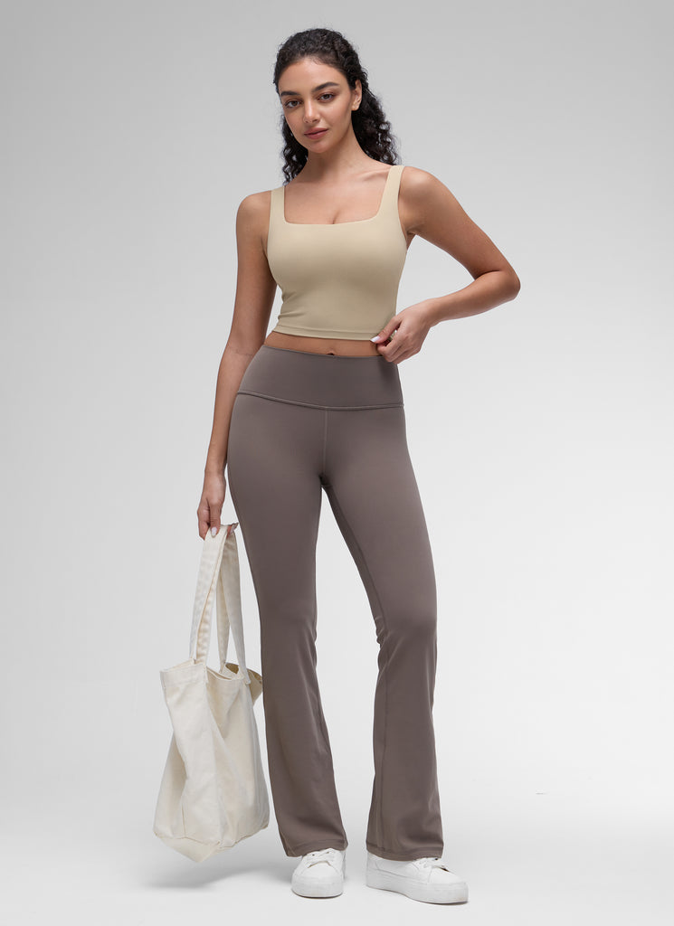 CRZ YOGA Women's Yoga Low Impact Butterluxe Longline Bra Square Neck Vita Pink