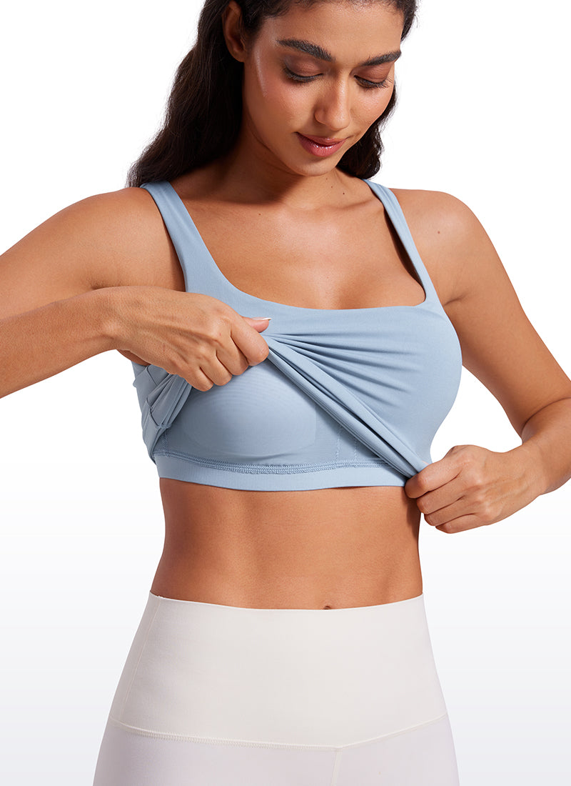 Butterluxe Waist Length Built-in Bra Tanks U Neck