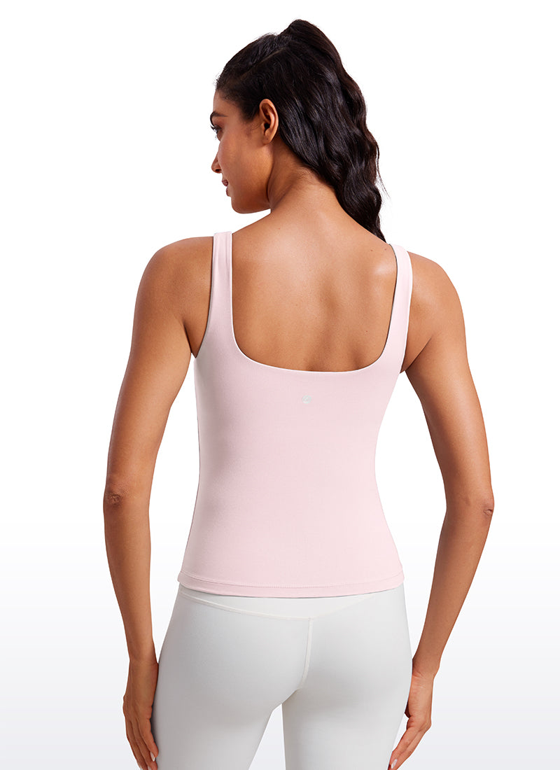 Butterluxe Waist Length Built-in Bra Tanks U Neck