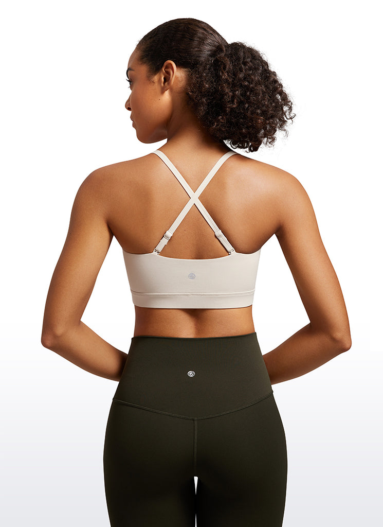 CRZ YOGA Womens Butterluxe  Adjustable Spaghetti Thin Strap Sports Bra Melanite