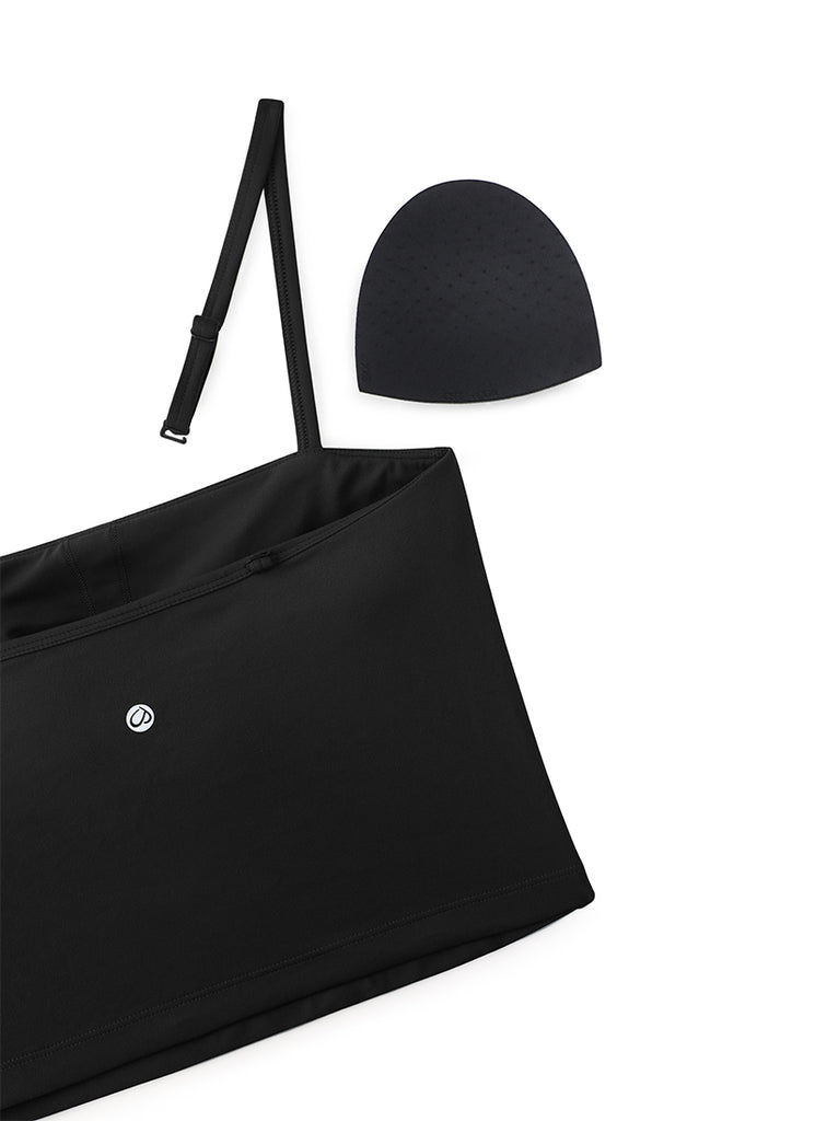 CRZ YOGA Womens Butterluxe Longline Adjustable Thin Strap Sports Bra Black