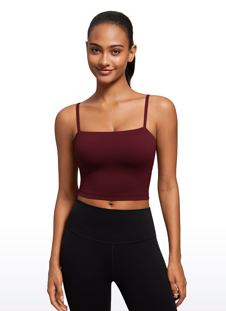 CRZ YOGA Womens Butterluxe Longline Adjustable Thin Strap Sports Bra Pitch Blue