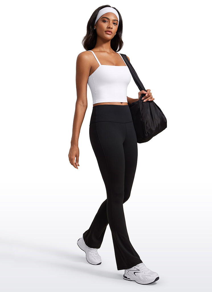 CRZ YOGA Womens Butterluxe Longline Adjustable Thin Strap Sports Bra Black