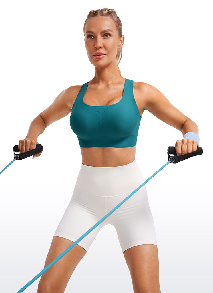 CRZ YOGA Womens U Neck High Impact Training Sports Bra Racerback Green Jade