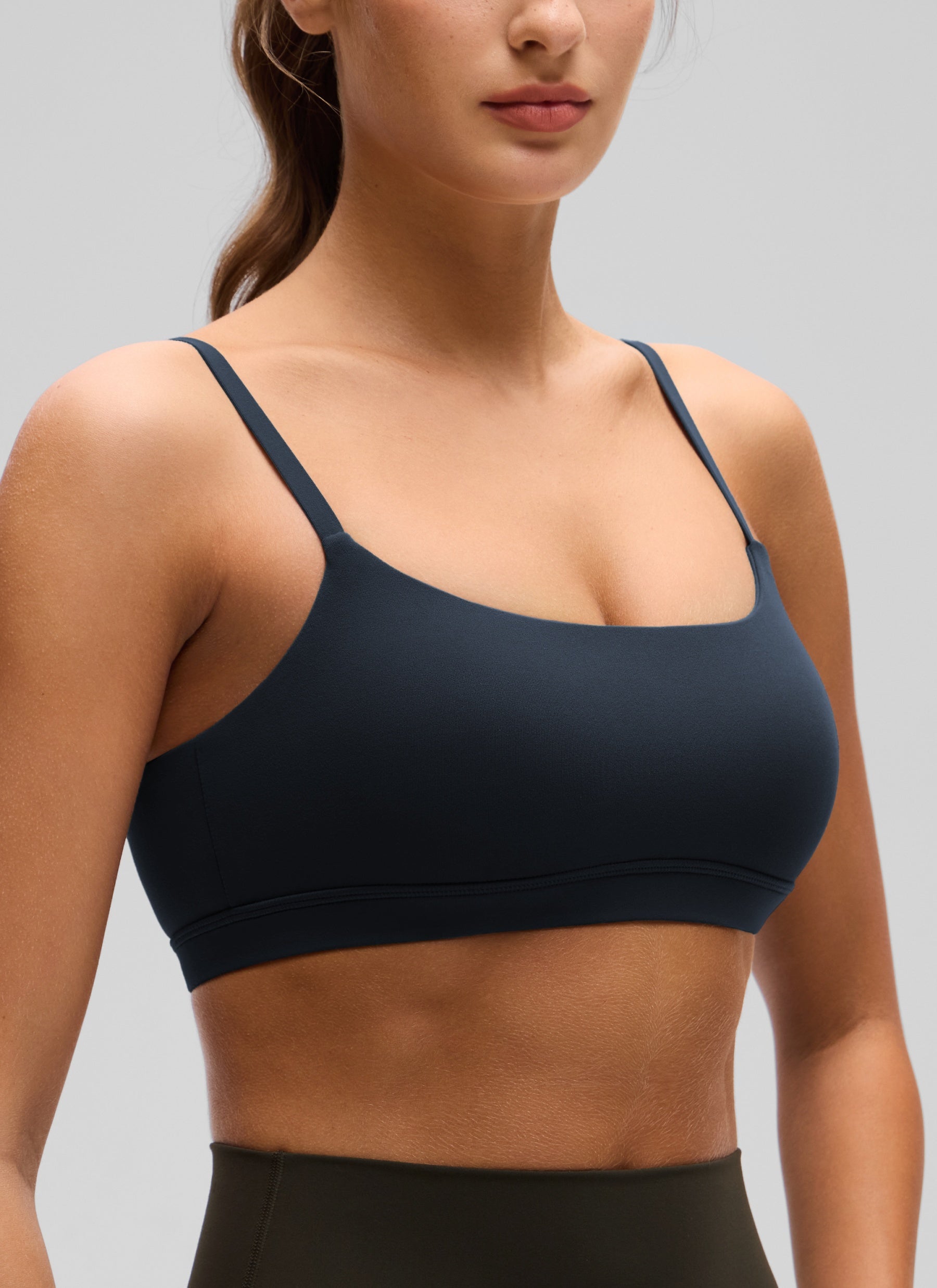 CRZ YOGA Womens Butterluxe Adjustable Spaghetti Strap Scoop Neck Bra True Navy