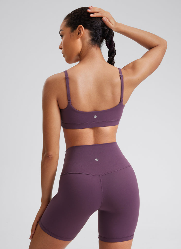 CRZ YOGA Womens Butterluxe Adjustable Spaghetti Strap Scoop Neck Bra Wild Indigo