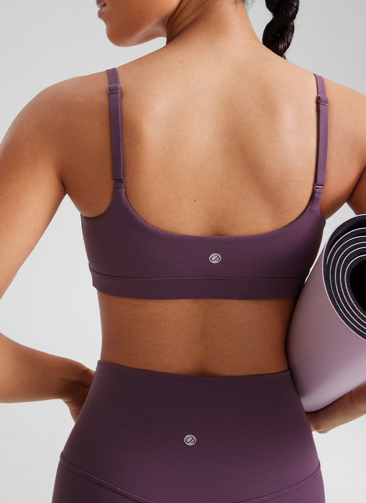 CRZ YOGA Womens Butterluxe Adjustable Spaghetti Strap Scoop Neck Bra Nomad Grey