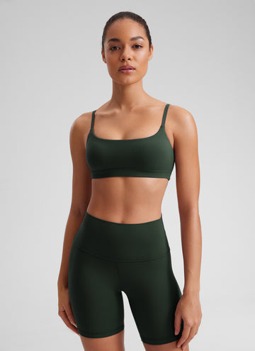 CRZ YOGA Womens Butterluxe Adjustable Spaghetti Strap Scoop Neck Bra Legend Green