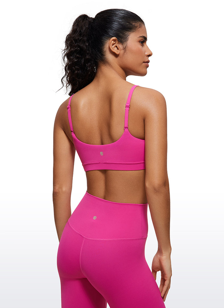 CRZ YOGA Womens Butterluxe Adjustable Spaghetti Strap Scoop Neck Bra Hibiscus Purple