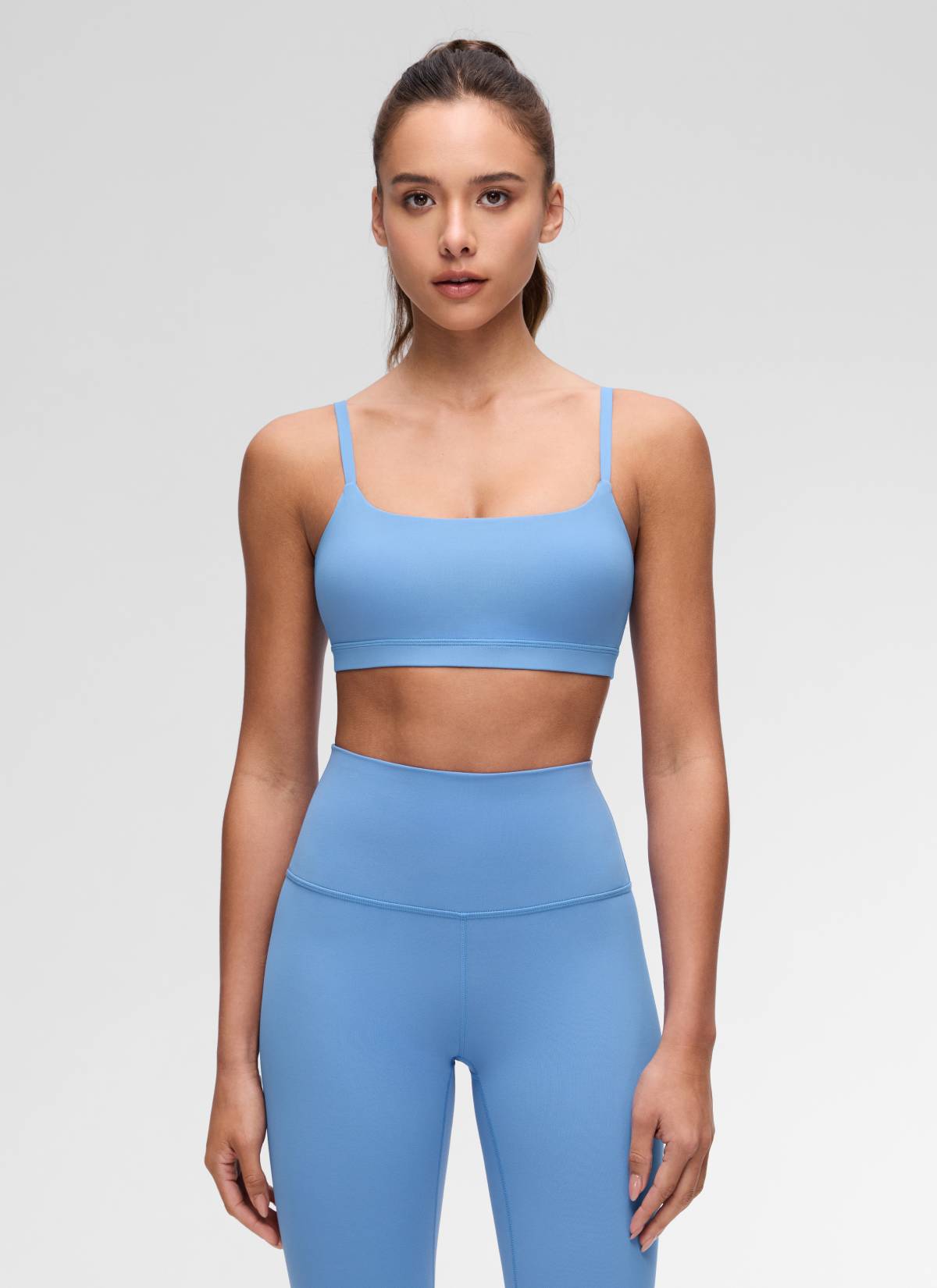 CRZ YOGA Womens Butterluxe Adjustable Spaghetti Strap Scoop Neck Bra Party Blue