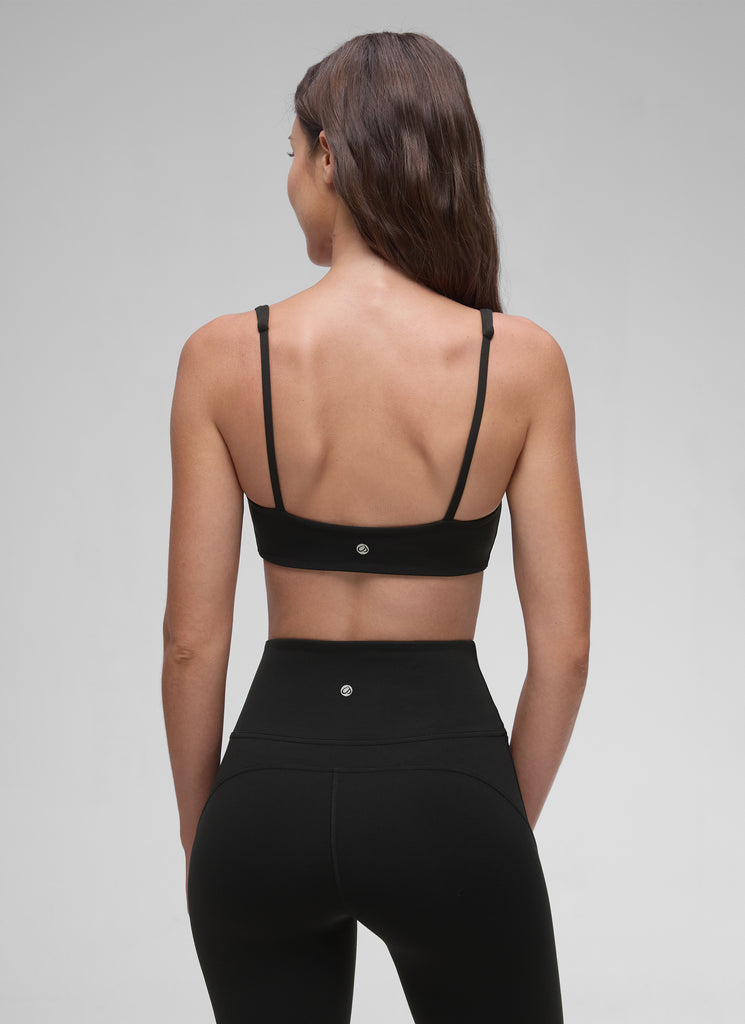 CRZ YOGA Women Butterluxe Square Neck Cami Padded Mini Bra Black