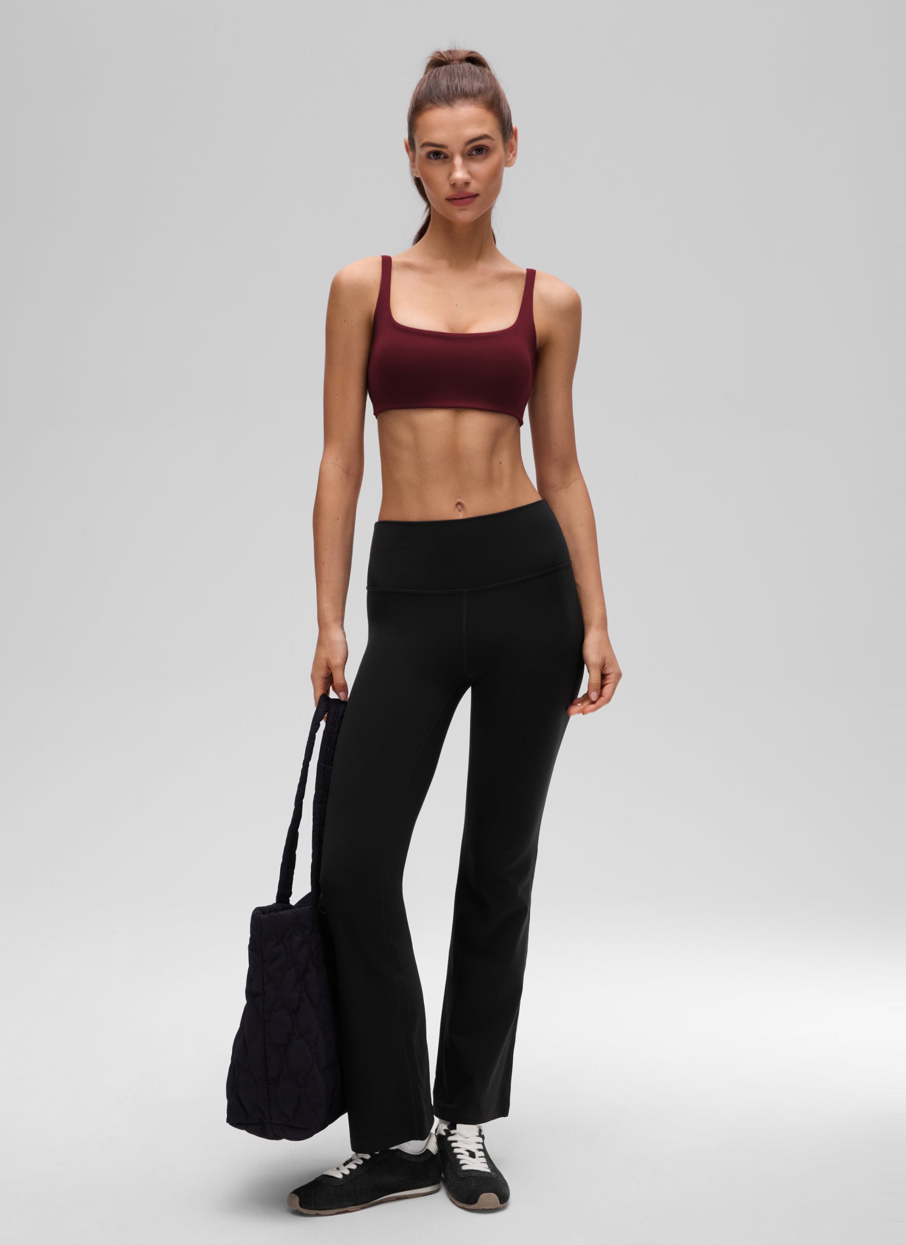 CRZ YOGA Women Butterluxe Square Neck Cami Padded Mini Bra Red Merlot