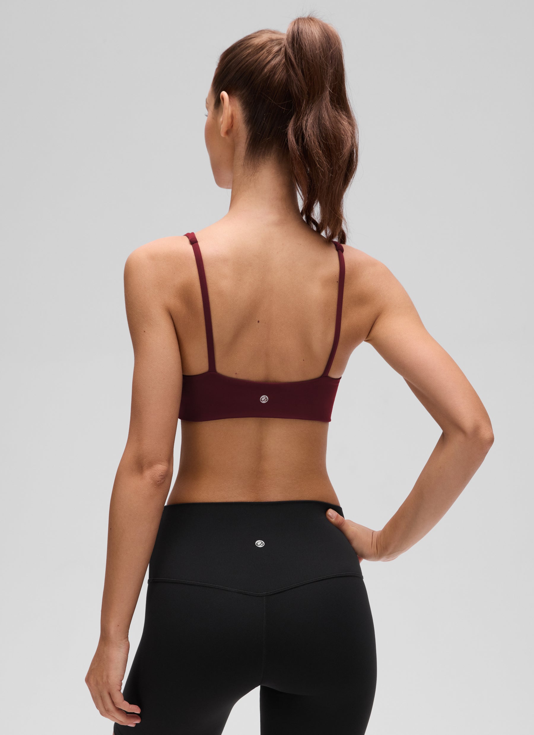 CRZ YOGA Women Butterluxe Square Neck Cami Padded Mini Bra Red Merlot