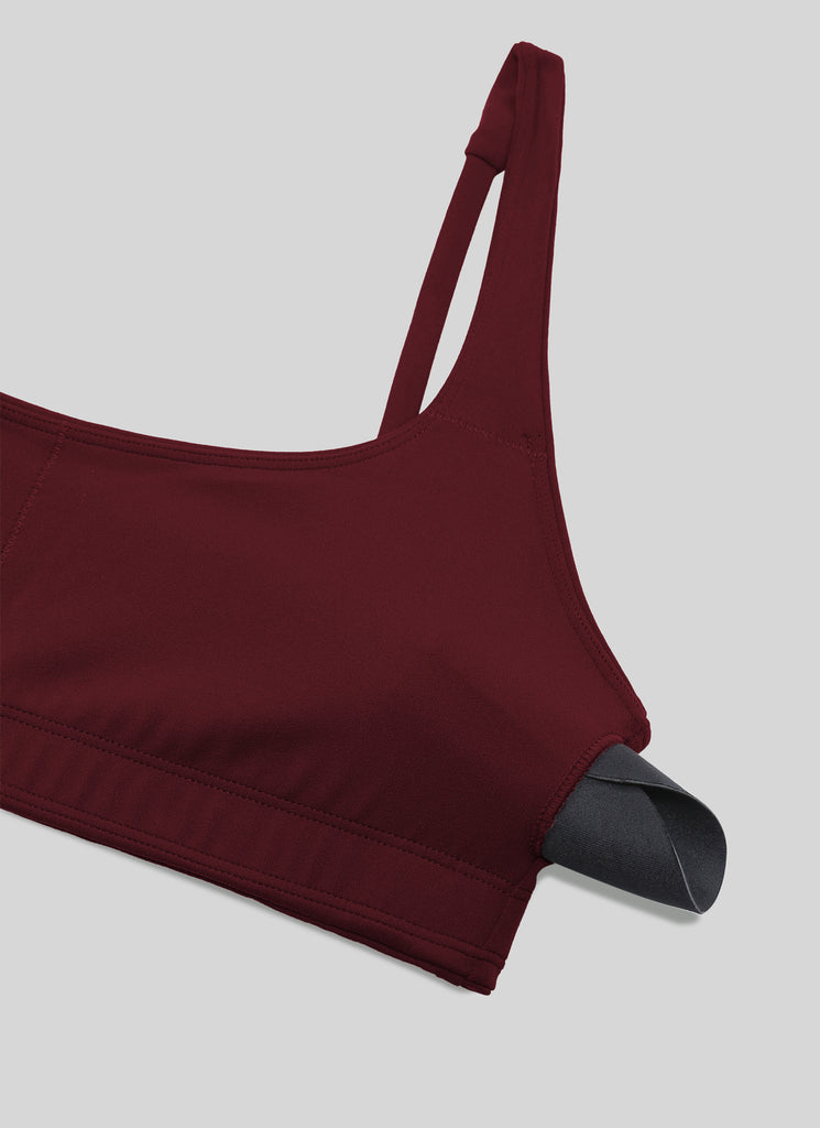 CRZ YOGA Women Butterluxe Square Neck Cami Padded Mini Bra Deep Red