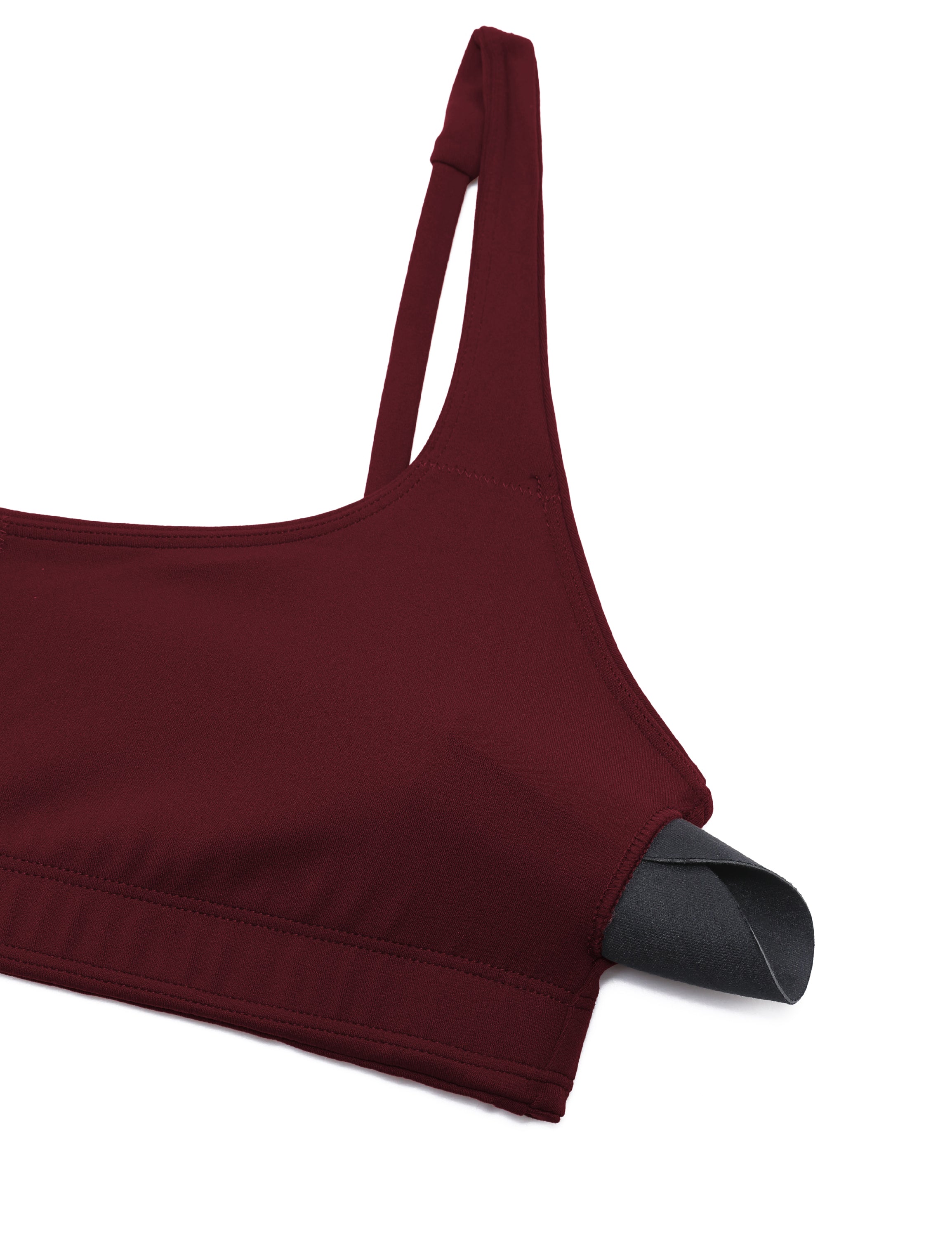 CRZ YOGA Women Butterluxe Square Neck Cami Padded Mini Bra Red Merlot