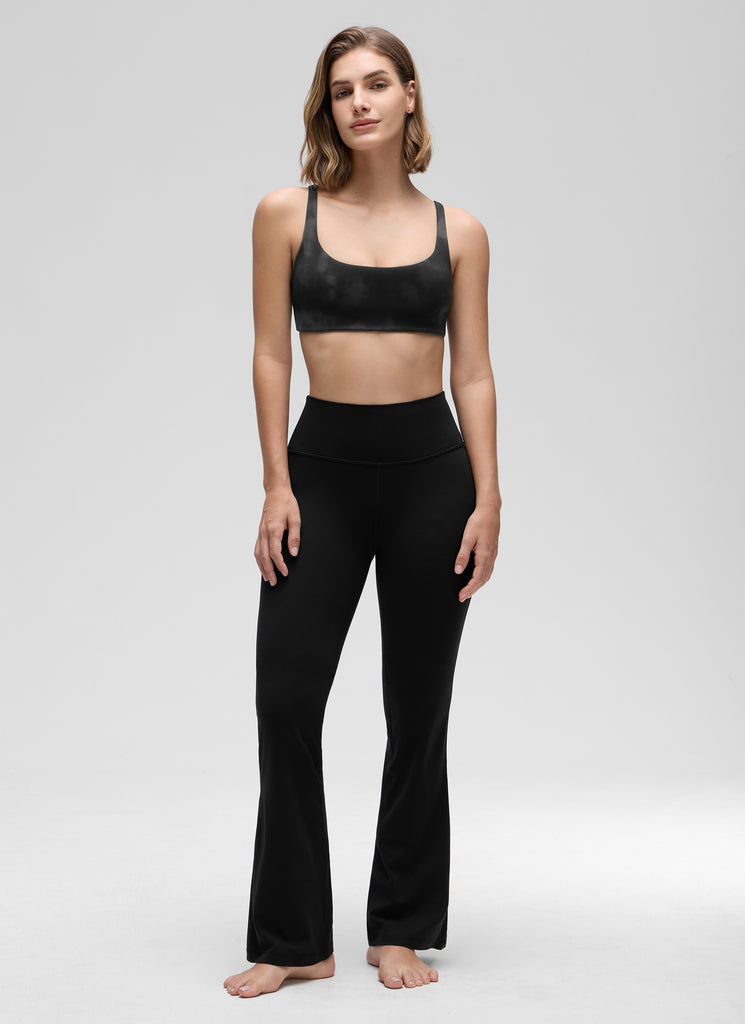 CRZ YOGA Women Butterluxe Square Neck Cami Padded Mini Bra Black Tie Dye Flowers